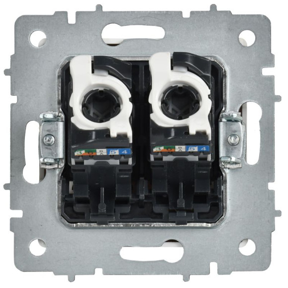 IEK BRITE Розетка компьютерная двойная кат.5E RJ45 РК10-2-БрАБ арктический белый IEK, BR-K20-1-K91