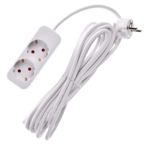 IEK UMA Удлинитель У02 2 места 2P+PE 5м 3х1мм2 10А белый IEK, UM-YP10-10-02-05-Z-K01