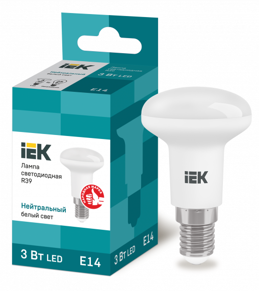 IEK Лампа светодиодная R39 рефлектор 3Вт 230В 4000К E14 IEK, LLE-R39-3-230-40-E14