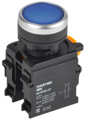 Кнопка с фиксацией d=22мм 1NO+1NC синяя MASTER IEK, MI-BT60-11T-3-21-K07 Кнопка с фиксацией d=22мм 1NO+1NC синяя MASTER IEK, MI-BT60-11T-3-21-K07