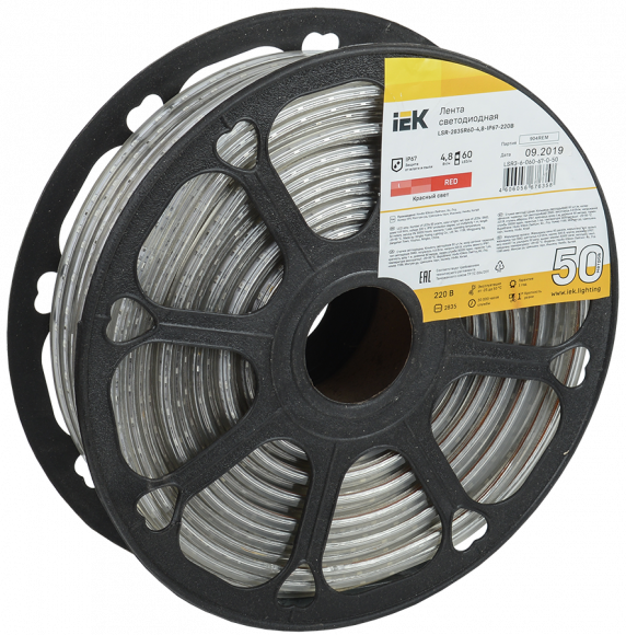 IEK Лента LED 50м LSR-2835R60-4,8-IP67-220В IEK, LSR3-6-060-67-0-50