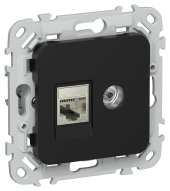 FLITE Розетка 2-местная RJ45/TV категория 6 STP РКТВ6-2-1-ФлЧ черный IEK, FI-AK21-2-K02