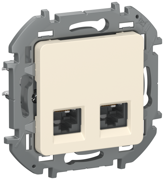 IEK IEKINSPIRIA Розетка компьютерная двойная RJ45 категория 6 UTP 6738411 слоновая кость IEK