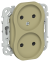 IEK FLITE Розетка 2-местная без заземления с защитными шторками 10А РСш02-0-ФлО оливковый IEK, FI-R23-10-K26