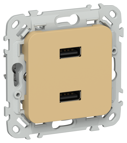 IEK FLITE Розетка USB A+A 3,1А РЮ-2-ФлШм шамуа IEK, FI-U21-D31-K89