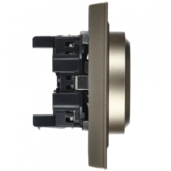 IEK BRITE Розетка 2-местная с заземлением без защитных шторок 16А в сборе РС12-3-БрШ шампань , BR-R21-16-K37-F