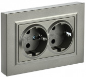 BRITE Розетка 2-местная с заземлением без защитных шторок 16А в сборе РС12-3-БрШ шампань , BR-R21-16-K37-F