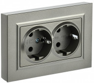 BRITE Розетка 2-местная с заземлением без защитных шторок 16А в сборе РС12-3-БрШ шампань , BR-R21-16-K37-F