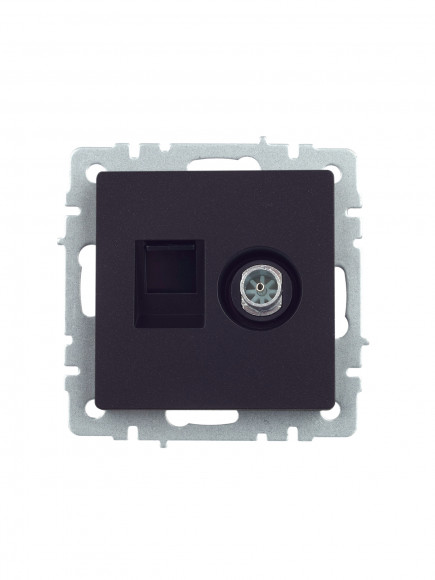 IEK BRITE Розетка двойная TV+RJ45 кат.5E РТВ/РК12-БрЧ черный , BR-AK20-1-K02