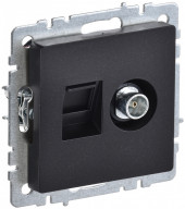 BRITE Розетка двойная TV+RJ45 кат.5E РТВ/РК12-БрЧ черный IEK, BR-AK20-1-K02