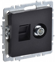 BRITE Розетка двойная TV+RJ45 кат.5E РТВ/РК12-БрЧ черный , BR-AK20-1-K02