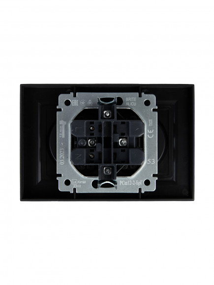 IEK BRITE Розетка 2-местная без заземления с защитными шторками 10А в сборе РСш12-2-БрГ графит , BR-R23-10-K53-F