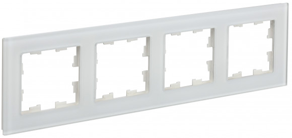 IEK BRITE Рамка 4-местная РУ-4-2-Бр стекло белый матовый IEK, BR-M42-G-31-K01