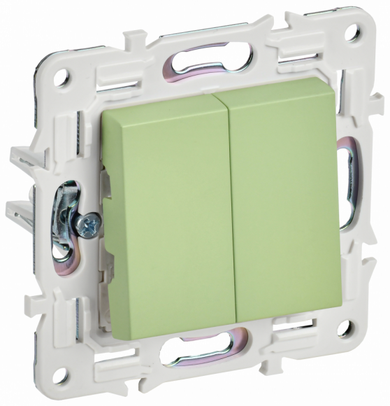 IEK SKANDY Выключатель 2-клавишный 10А SK-V04G мятный IEK, SK-V20-0-10-K06