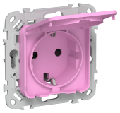 FLITE Розетка с заземлением с защитными шторками и крышкой безвинтовое крепление 16А IP44 РСшкр11-1-44-ФлПр пурпурный IEK, FI-R16-16-1-44-K99