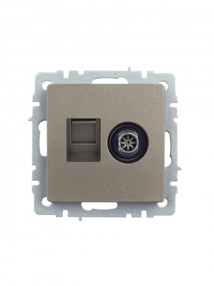 IEK BRITE Розетка двойная TV+RJ45 кат.5E РТВ/РК12-БрШ шампань , BR-AK20-1-K37
