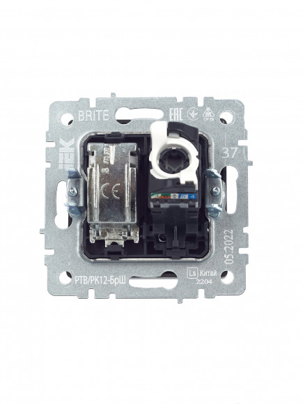 IEK BRITE Розетка двойная TV+RJ45 кат.5E РТВ/РК12-БрШ шампань , BR-AK20-1-K37