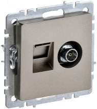 BRITE Розетка двойная TV+RJ45 кат.5E РТВ/РК12-БрШ шампань , BR-AK20-1-K37