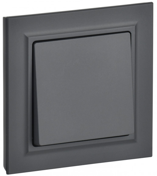 IEK BRITE Выключатель 1-клавишный 10А в сборе ВСР10-1-0-БрГ графит IEK, BR-V10-0-10-K53-F