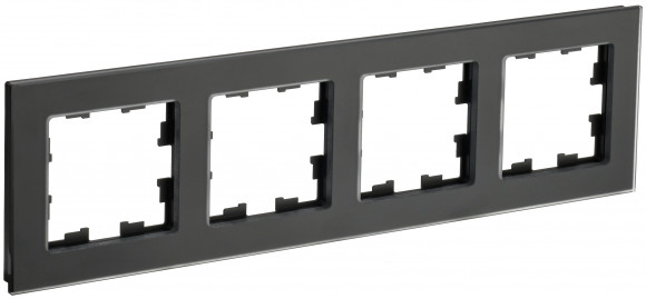 IEK BRITE Рамка 4-местная РУ-4-2-Бр стекло черный матовый IEK, BR-M42-G-31-K02