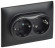 IEK SKANDY Розетка 2-местная с заземлением без защитных шторок 16А в сборе SK-R08Bl черный , SK-R21-16-K02-F