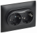 IEK SKANDY Розетка 2-местная с заземлением без защитных шторок 16А в сборе SK-R08Bl черный , SK-R21-16-K02-F