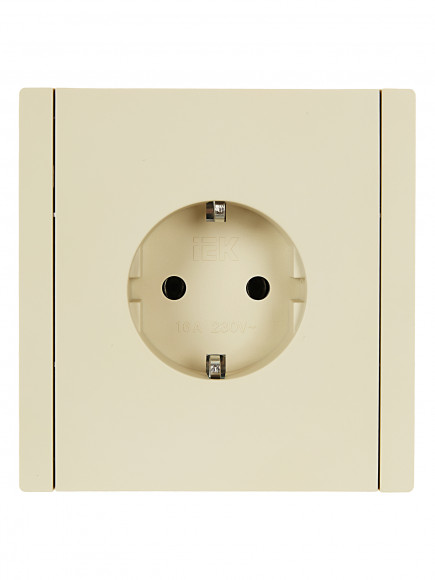 IEK FORTE&PIANO Розетка 1-местная с заземлением без защитных шторок безвинтовое крепление 16А FP414 ваниль , FP-R11-16-1-K10