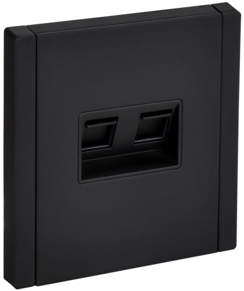 IEK FORTE&PIANO Розетка двойная RJ11+RJ45 кат.5E FP135M металл черный IEK, FP-KT20-O-1-M-K02