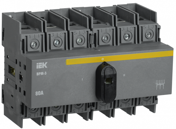 IEK Выключатель-разъединитель модульный ВРМ-3 3P 80А IEK, MVR30-3-080