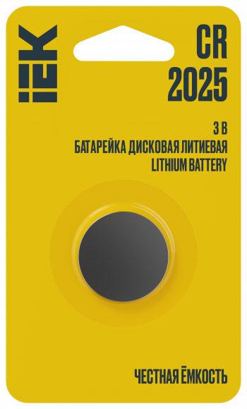 IEK Батарейка дисковая литиевая CR2025 (1шт/блистер) IEK, ABT-CR2025-OP-L01
