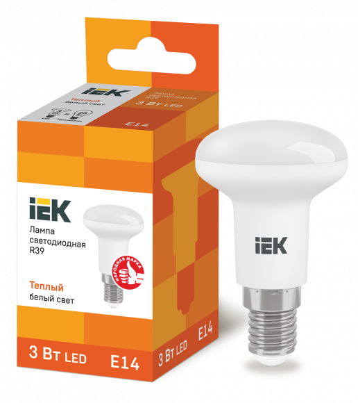 IEK Лампа светодиодная R39 рефлектор 3Вт 230В 3000К E14 IEK, LLE-R39-3-230-30-E14