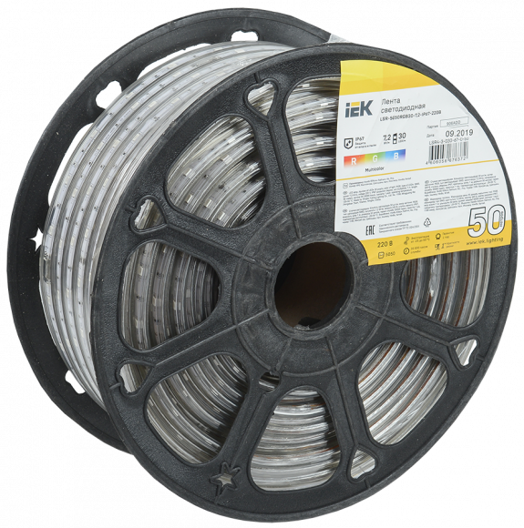 IEK Лента LED 50м LSR-5050RGB30-7,2-IP67-220В IEK, LSR4-3-030-67-0-50