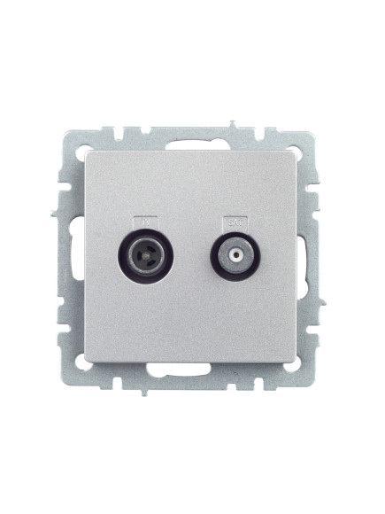 IEK BRITE Розетка двойная TV+SAT РТВ/РСп12-БрА алюминий , BR-AF20-O-K47