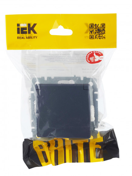 IEK BRITE Розетка 1-местная с заземлением с защитными шторками и крышкой 16А IP44 РСбш10-3-44-БрМ маренго IEK, BR-R16-16-44-K35