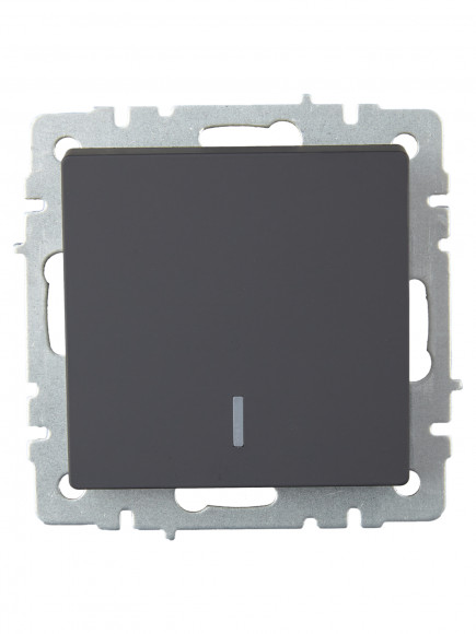 IEK BRITE Выключатель 1-клавишный проходной с индикацией 10А ВС10-1-7-БрГ графит , BR-V12-1-10-K53