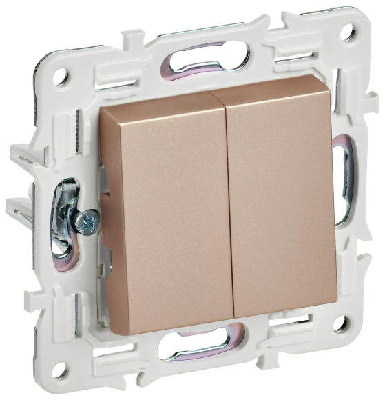 IEK SKANDY Выключатель 2-клавишный 10А SK-V04Sa песочный , SK-V20-0-10-K98