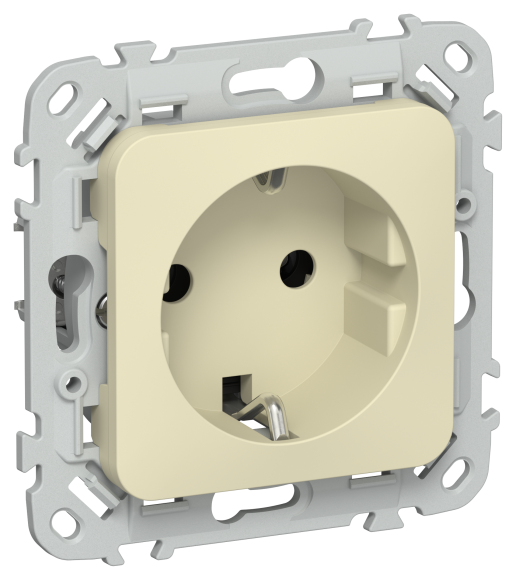 IEK FLITE Розетка с заземлением без защитных шторок безвинтовое крепление 16А РС11-1-ФлН навахо IEK, FI-R11-16-1-K87