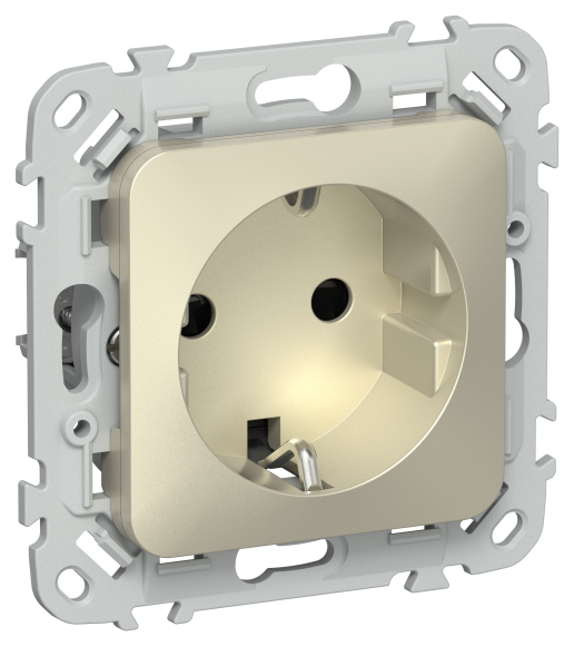 IEK FLITE Розетка с заземлением с защитными шторками 16А РСш11-0-ФлШ шампань IEK, FI-R14-16-K37