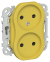 IEK FLITE Розетка 2-местная без заземления с защитными шторками безвинтовое крепление 10А РСш02-1-ФлЖК желтый карри IEK, FI-R23-10-1-K44