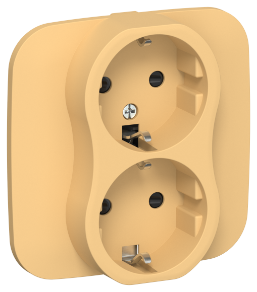 IEK FLITE Розетка 2-местная с заземлением с защитными шторками 16А РСш12-0-А-ФлЗ золотарник IEK, FI-R24A-16-K90