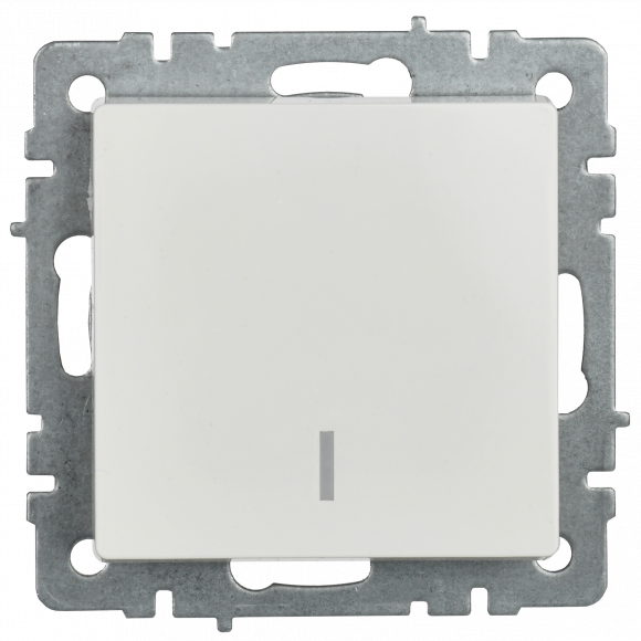 IEK BRITE Выключатель 1-клавишный с индикацией 10А ВС10-1-1-БрБ белый , BR-V10-1-10-K01