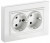 IEK BRITE Розетка 2-местная с заземлением с защитными шторками 16А в сборе РСш12-3-БрБ белый , BR-R24-16-K01-F