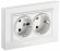 IEK BRITE Розетка 2-местная с заземлением с защитными шторками 16А в сборе РСш12-3-БрБ белый , BR-R24-16-K01-F