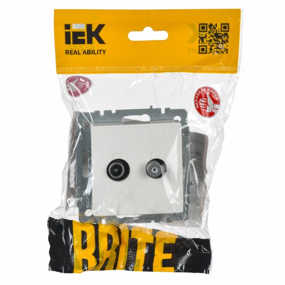 IEK BRITE Розетка двойная TV+SAT РТВ/РСп12-БрБ белый , BR-AF20-O-K01