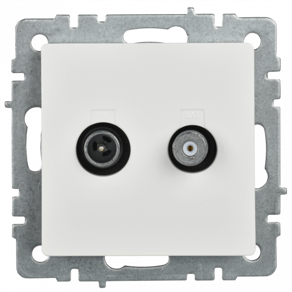 IEK BRITE Розетка двойная TV+SAT РТВ/РСп12-БрБ белый , BR-AF20-O-K01