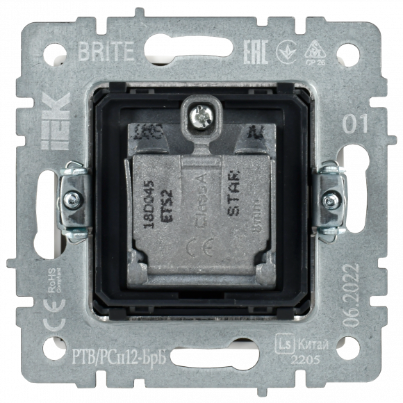 IEK BRITE Розетка двойная TV+SAT РТВ/РСп12-БрБ белый , BR-AF20-O-K01