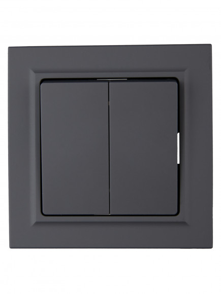 IEK BRITE Выключатель 2-клавишный 10А в сборе ВСР10-2-0-БрГ графит , BR-V20-0-10-K53-F