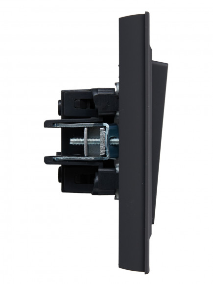 IEK BRITE Выключатель 2-клавишный 10А в сборе ВСР10-2-0-БрГ графит , BR-V20-0-10-K53-F