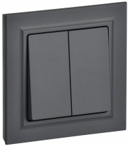 BRITE Выключатель 2-клавишный 10А в сборе ВСР10-2-0-БрГ графит , BR-V20-0-10-K53-F