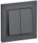 IEK BRITE Выключатель 2-клавишный 10А в сборе ВСР10-2-0-БрГ графит , BR-V20-0-10-K53-F